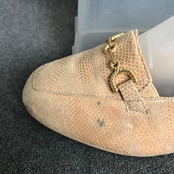 Ros Hommerson Taylor Nude Lizard Print Leather Loafers Womens Shoes Size 8.5 WW - Picture 3 of 13